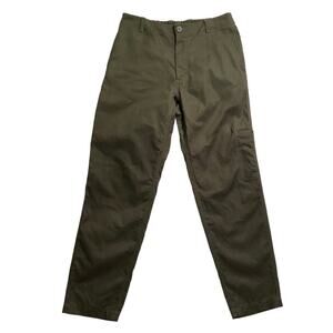 COS men's cargo  pants solid dark olive green straight leg 100% cotton size 36R